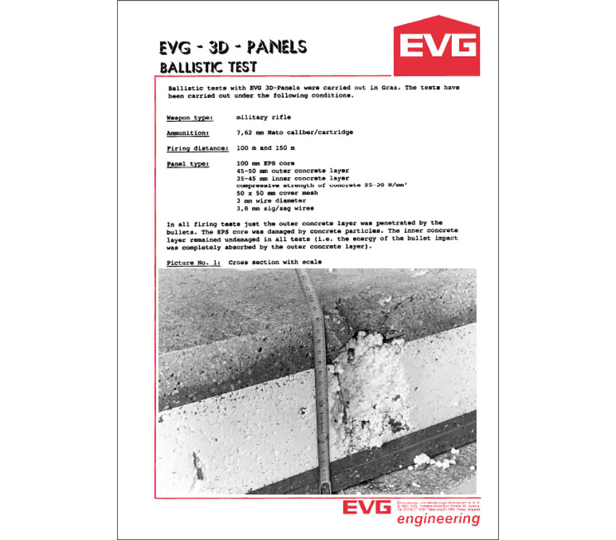 Баллистический тест панели несъемной опалубки SCIP EVG 3D Panel (Австрия)