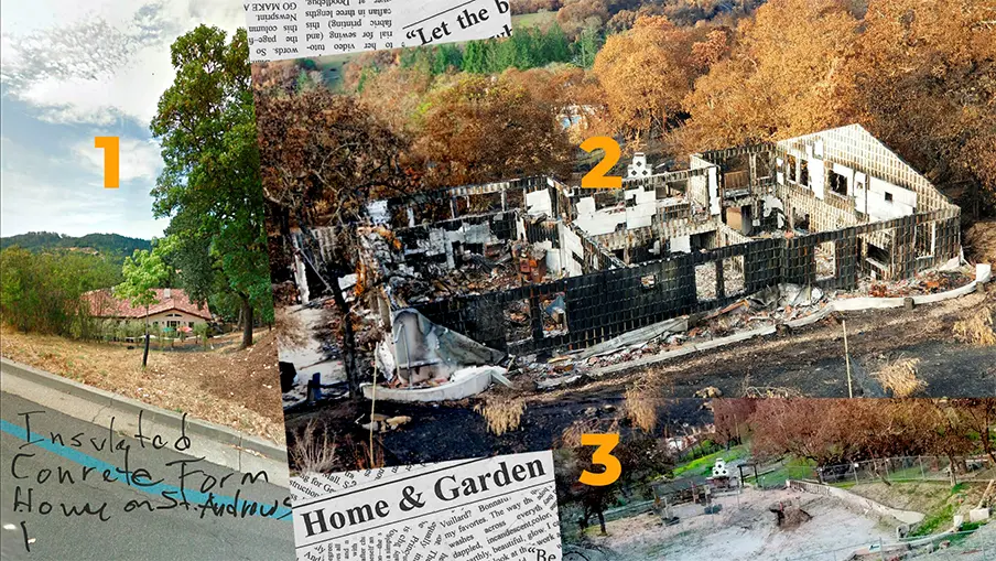 Дом из пенополистирольных блоков несъемной опалубки ICF до и после пожара